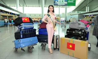 Châu Ngọc Bích rạng rỡ ngày lên đường dự thi Mrs Universe 2018