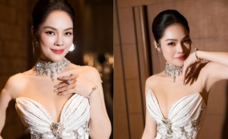 Dương Cẩm Lynh diện váy cưới, lộ eo thon ấn tượng