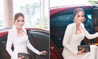 Hoa hậu Di Khả Hân đầy kiêu sa với trang phục trắng sang trọng