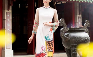 Tiểu Vy sắc thắm xuân ngời trong bộ hình áo dài mới