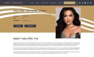 Trang chủ Miss Universe đăng profile chính thức của Hoa hậu Ngọc Châu