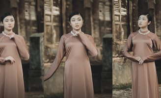 Vũ Trần Bảo Nguyên đẹp buồn trong bộ sưu tập áo dài mới của NTK Việt Hùng